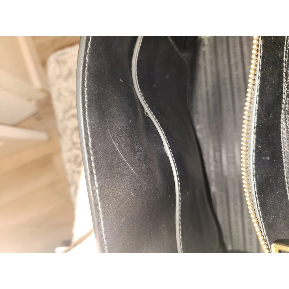 Prada Saffiano Black Monochrome Tote W/ Shoulder Strap - Excellent Condition